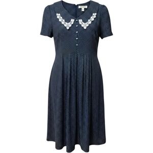 Vintage Navy Blue White Polka Dot Rockabilly Pinup Cottagecore 90s Dress Sz 8